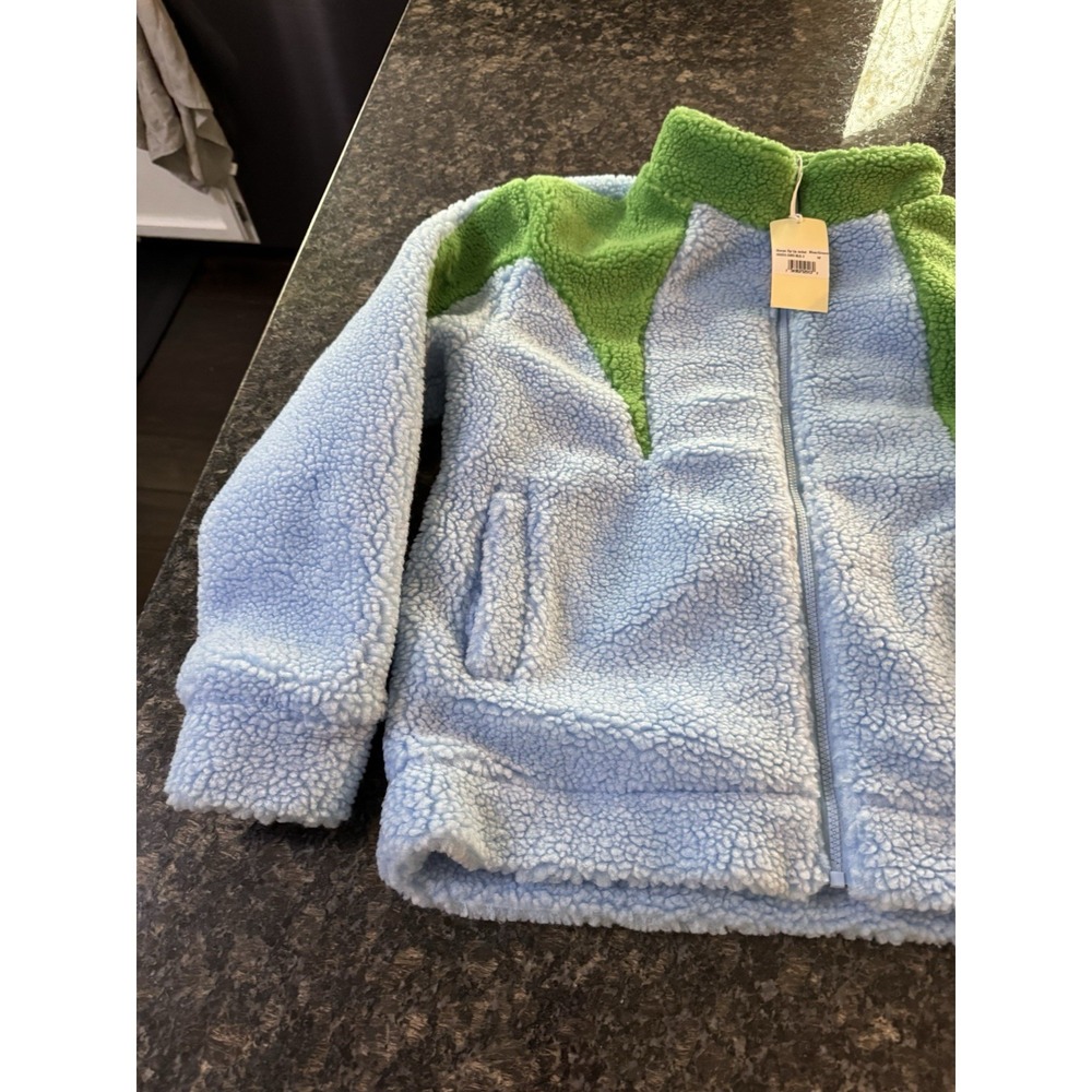 MNML SHERPA ZIP UP JACKET (BLUE/GREEN) Size M Coat NWT - Picture 6 of 9